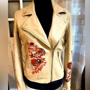 BlankNYC Embroidered Vegan Leather Moto Jacket